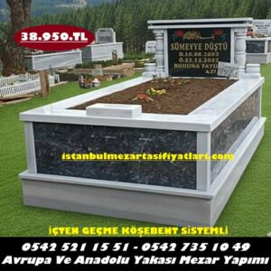 Tek Kişilik Granit Baş Taşı Gövde Uludağ Siyah Mermer Mezar - Mezar Fiyatı