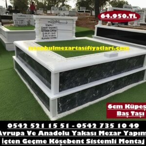 İki Kademe Yerli Granit Sütunlu Mermer Mezar