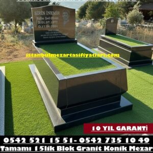 Lazer Resimli G44 Granit Konik Blok Mezar Modeli - İstanbul Mezar Yapımı Fiyatı