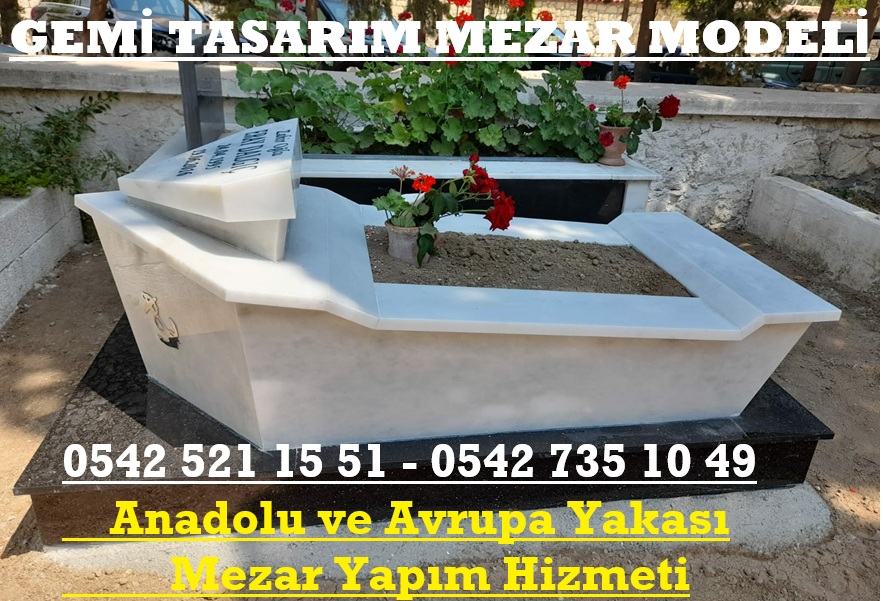 Tek Kişilik Gemi Tasarım Mermer Granit Mezar - Tasarım Mezar Modeli - Görsel 3