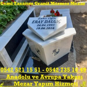 Tek Kişilik Gemi Tasarım Mermer Granit Mezar - Tasarım Mezar Modeli
