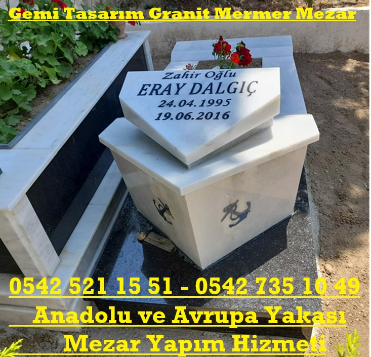 Tek Kişilik Gemi Tasarım Mermer Granit Mezar - Tasarım Mezar Modeli