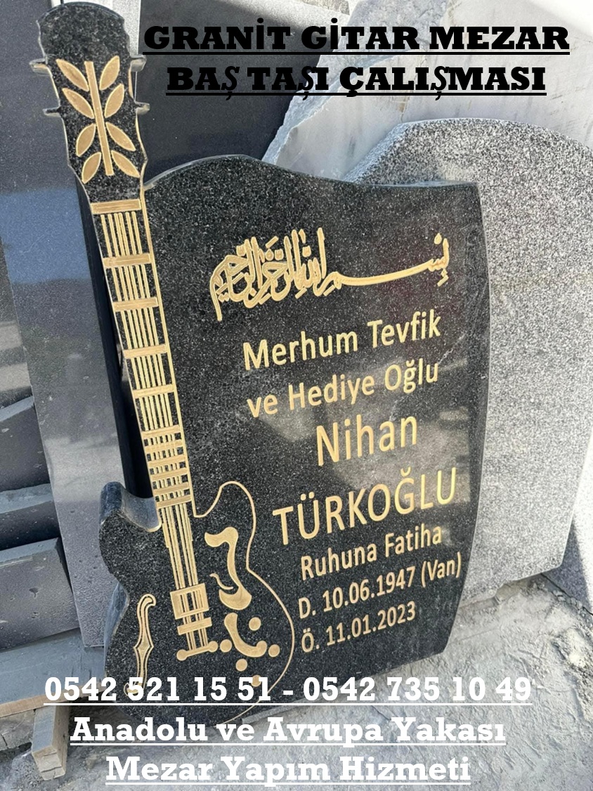 Gitar Şeklinde Granit Mezar Baş Taşı - Güzel Mezar Baş Taşı Fiyatları - Görsel 3