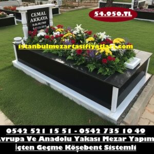 Tek Kişilik Baş Taşı Sütunlu Granit Mermer Mezar - Sütlüce Mezar Yapımı Fiyatları