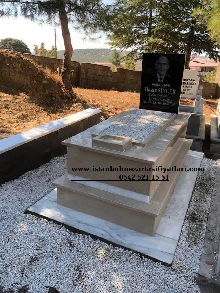 Tek Kişilik Granit Baştaşı Lazer Resimli Bej Mermer Mezar - Resimli Mezar Fiyatları - Görsel 2