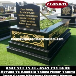Tek Kişilik Lazer Resimli Gövde Kaplama Desenli Granit Mezar Modeli