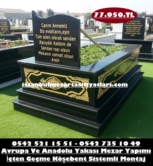 Tek Kişilik Lazer Resimli Gövde Kaplama Desenli Granit Mezar Modeli