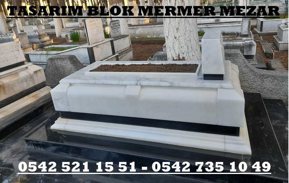 Tek Kişilik Temel Profil İşlemli Granit Kuşaklı Gövdesi Blok Mermer Mezar - Görsel 2