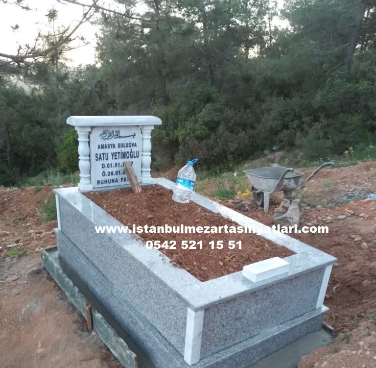Tek Kişilik Gri Granit Mermer Mezar - Beykoz Mezar Yapımı - Görsel 2
