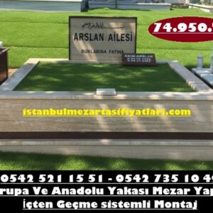 Çift Kişilik Granit Şeritli Traverten Mezar