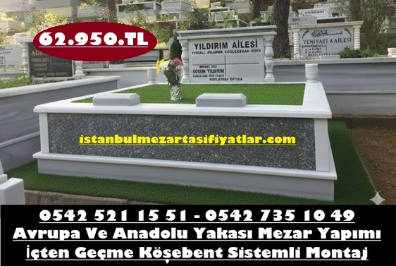 İki Kişilik Gövde Gri Granit Sütunlu Mezar - Halkalı Mezar Taşı Fiyatları