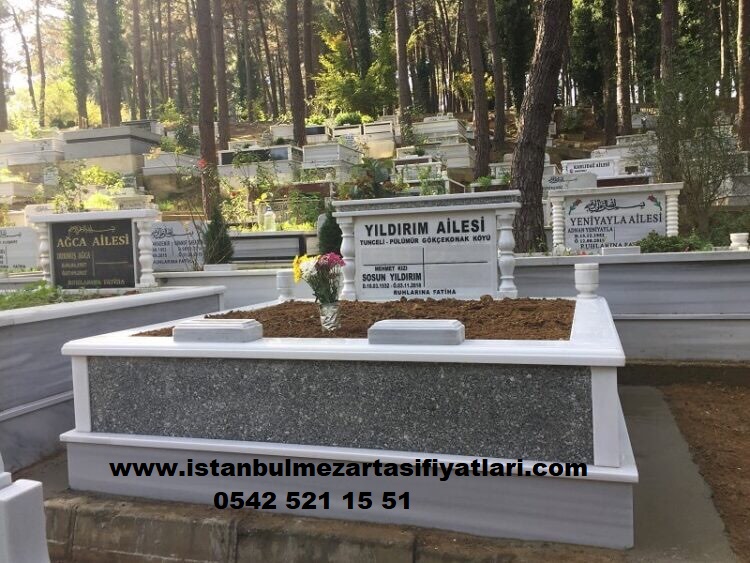 İki Kişilik Gövde Gri Granit Sütunlu Mezar - Halkalı Mezar Taşı Fiyatları - Görsel 4