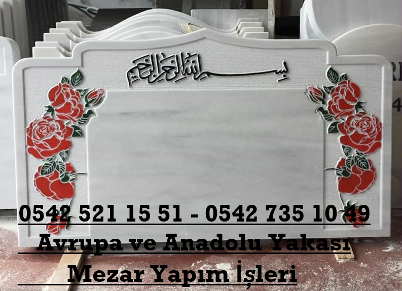 Kardelen Çiçekli Kabartma Yazı Mezar Baş Taşı Modeli - Baş Taşı Modelleri - Görsel 5