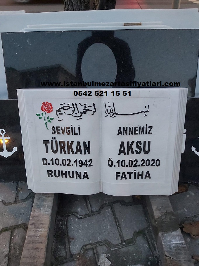 Gül Desenli Kabartma Yazı Kitabe Mezar Baş Taşı Modeli - Görsel 9