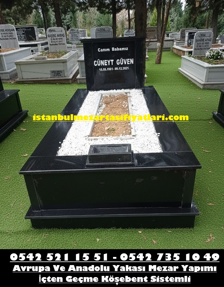 Tek Kişilik Baş Taşı Sütunlu Granit Mezar