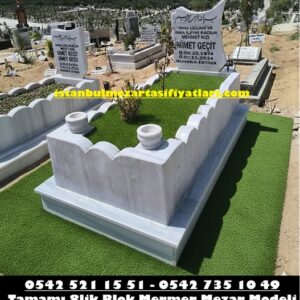Tek Kişilik Kavisli İşlemeli Blok Mezar Modeli - Kayabaşı Mezar Yapımı