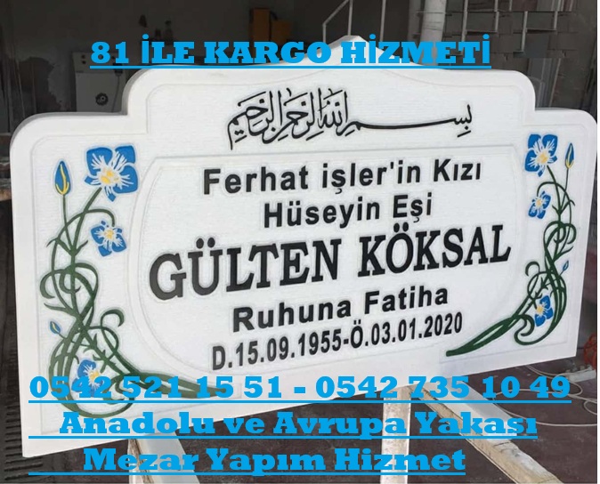 Kardelen Çiçekli Kabartma Yazı Mezar Baş Taşı Modeli - Baş Taşı Modelleri - Görsel 2