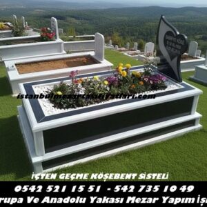 Tek Kişilik Cnc Kesim Baş Taşı Gömme Küpeşte Granit Mermer Mezar Modeli