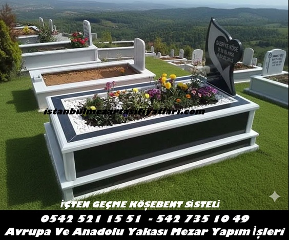 Tek Kişilik Cnc Kesim Baş Taşı Gömme Küpeşte Granit Mermer Mezar Modeli