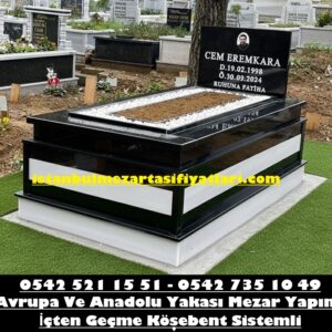 Tek Kişilik Siyah Granit Mermer Mezar Modeli