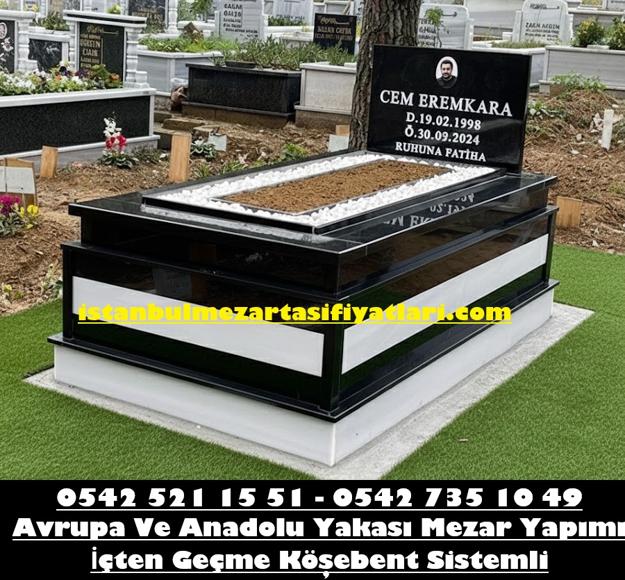 Tek Kişilik Siyah Granit Mermer Mezar Modeli