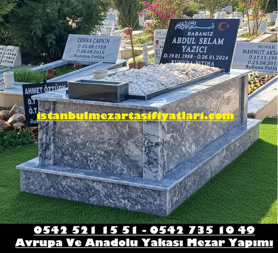 Tek Kişilik Baş Taşı Granit Ege Gümüş Mezar - İstanbul Granit Mermer Mezar Yapımı