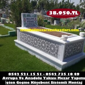 Tek Kişilik Desenli Vazolu Abide Baştaşı Mermer Mezar - Ihlamurkuyu Mezar Yapımı