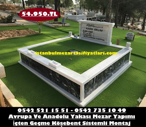 İki Kişilik Gövde Uludağ Siyah Baş Taşı Sütunlu Mezar
