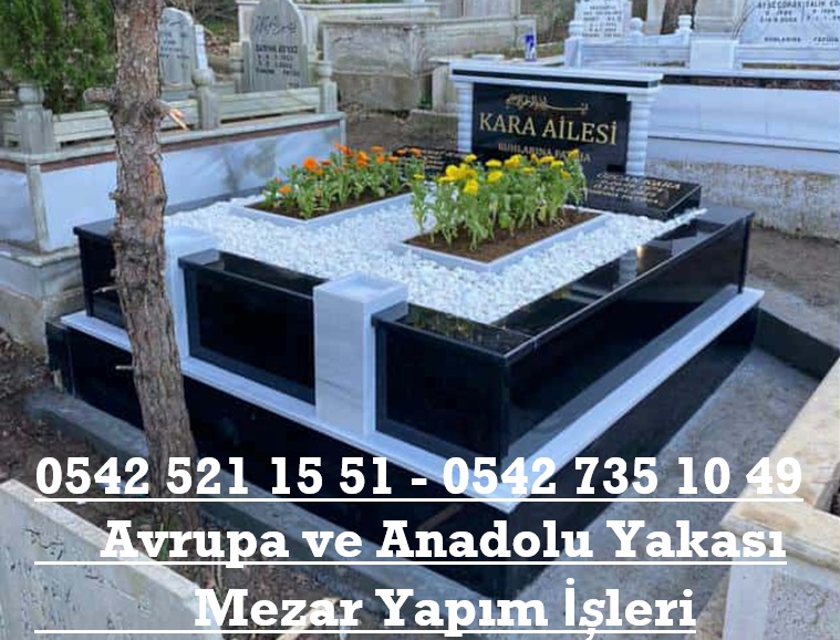 İki Kişilik Absolute Black Sütunlu Abide Baş Taşı Mezar - Esenyurt Mezar Taşı Fiyatları - Görsel 2