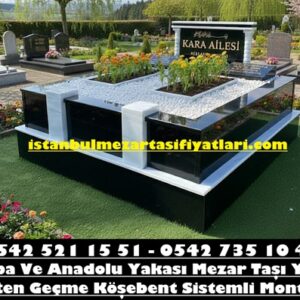 İki Kişilik Absolute Black Sütunlu Abide Baş Taşı Mezar - Esenyurt Mezar Taşı Fiyatları