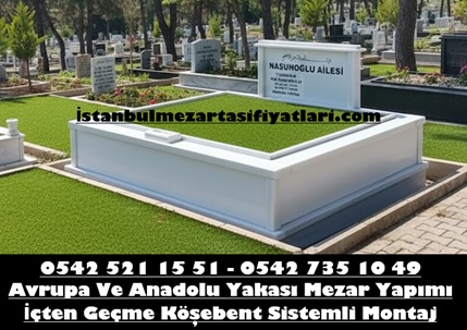 Çift Kişilik Süt Beyaz Sütun Direkli Mezar