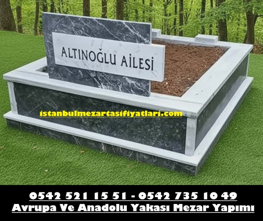 İki kişilik Baş Taşı Mermer Gömme Siyah Beyaz Komple Mermer Mezar