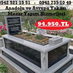 Tek Kişilik 5cm Küpeşte İki Renkli Granit Mezar - Granit Mezar Modeli