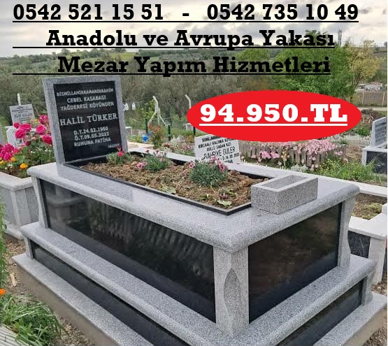 Tek Kişilik 5cm Küpeşte İki Renkli Granit Mezar - Granit Mezar Modeli