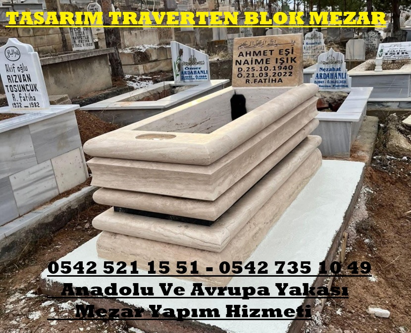 Tek Kişilik Tasarım Blok Traverten Mezar - İstanbul Mezar Yapım İşleri