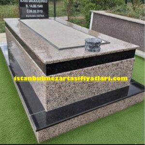 Tek Kişilik Siyah Kuşaklı Pembe Granit Mezar - Pelitli Granit Mezar Fiyatları