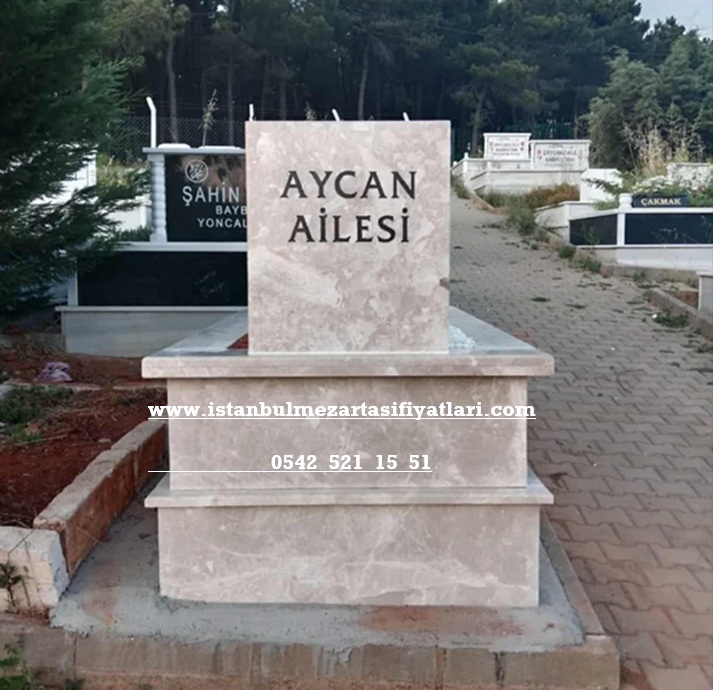 Tek Kişilik Su Yolu İşleme Bej Mermer Mezar - Zincirlikuyu Mezar Yapımı - Görsel 3