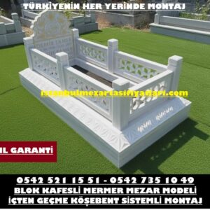 Cnc İşlemeli Kafesli Mermer Mezar Modeli - Osmanlı Mezarı Mezar Modelleri