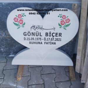 6cm Kalınlığında Kalp Şeklinde Baş Taşı - Mermer Mezar Taşı Fiyatları