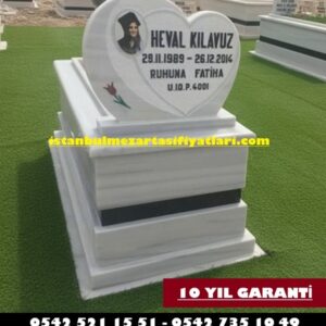 Tek Kişilik Kalp Baş Taşı 5lik Blok Granit Kuşaklı Mermer Mezar