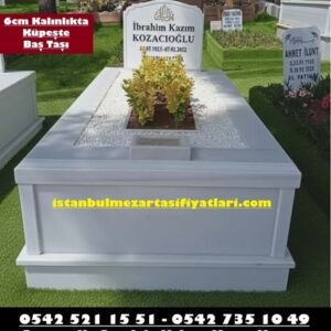Tek Kişilik Geniş Baştaşı 6 cm Küpeşte Mermer Mezar