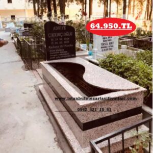 Tek Kişilik Siyah Kuşaklı Kapaklı Pembe Granit Mezar - Granit Mezar Yapımı