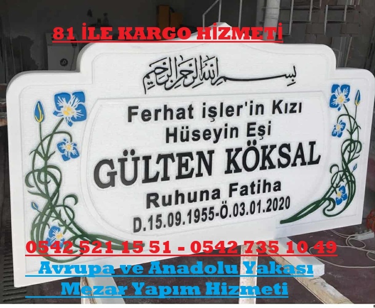 Kardelen Çiçekli Kabartma Yazı Mezar Baş Taşı Modeli - Baş Taşı Modelleri - Görsel 3
