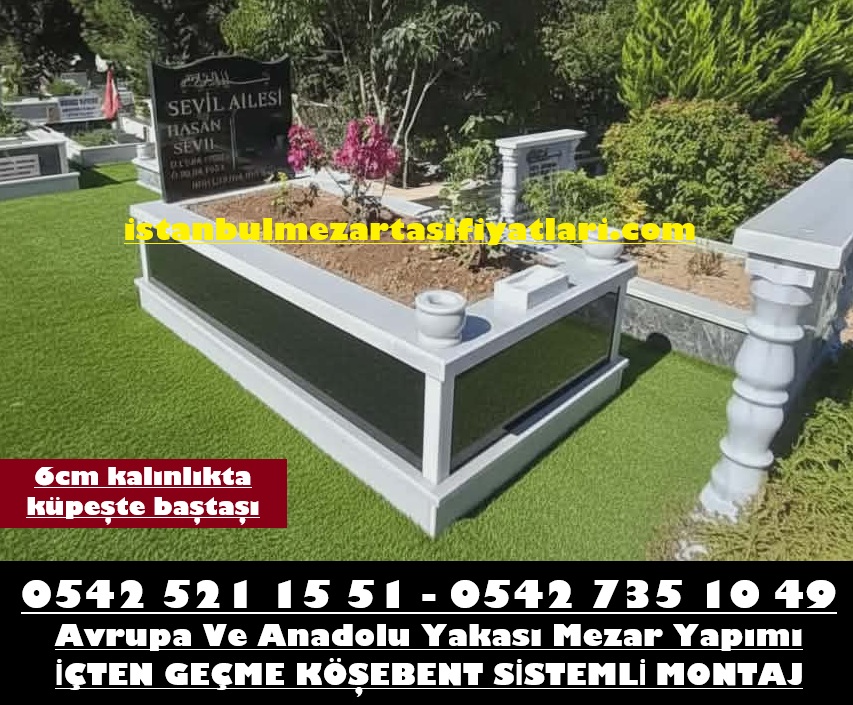 Tek Kişilik 6cm Küpeşte Baş Taşı Granit Mermer Mezar - Mezar Yapımı