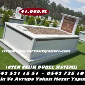 Tek Kişilik Granit Şeritli Baş Taşı Sütunlu Mermer Mezar - Mezar Yapım İşleri