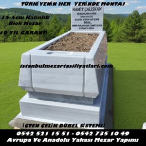 Tek Kişilik Konik Mermer Blok Mezar - Mezar Modelleri Fiyatları