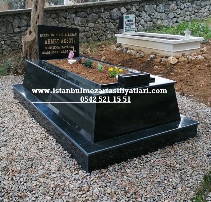 Tek Kişilik Komple Parlak Siyah Konik Granit Mezar Modeli - Görsel 4