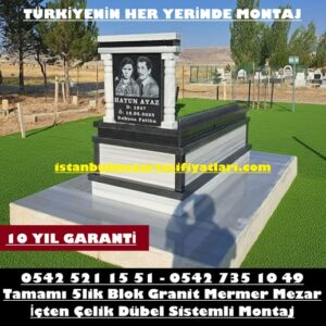 GM20 Absolute Black Sütunlu Granit Mermer Mezar – Şişli Mezar Yapım İşleri