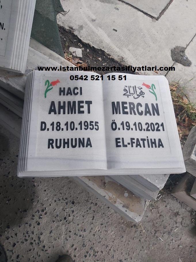 Gül Desenli Kabartma Yazı Kitabe Mezar Baş Taşı Modeli - Görsel 8