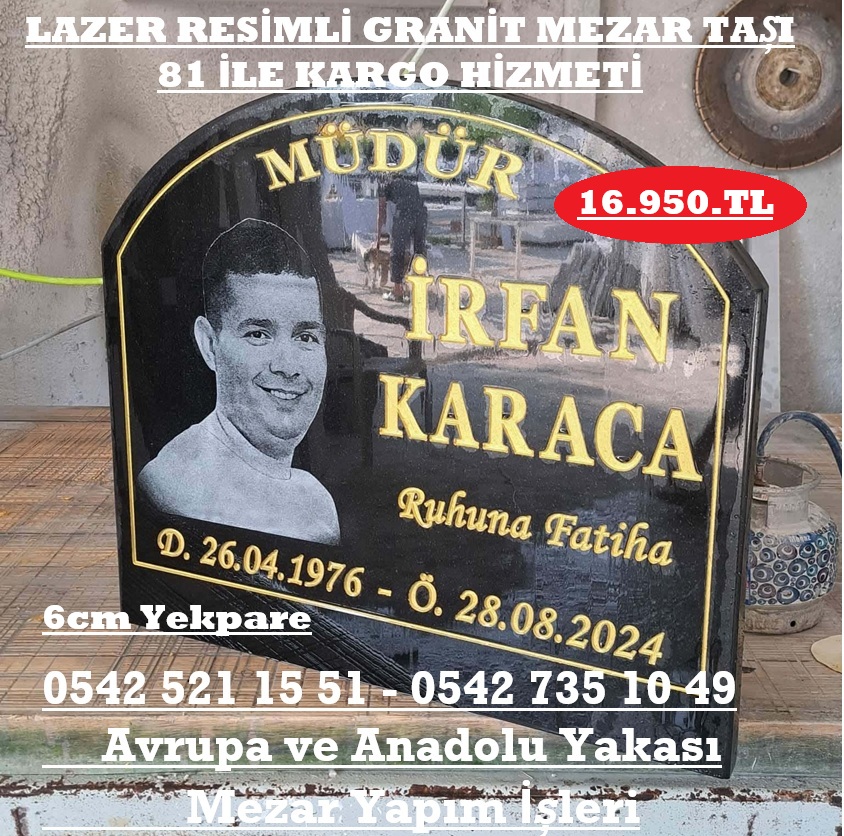 Tek Kişilik 55x70 5cm Kalınlıkta Lazer Resimli Granit Mezar Baş Taşı Modeli - Görsel 3